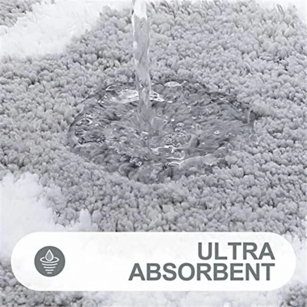 Grey Bath Rug Soft Absorbent Non Slip Shaggy Bathroom Mat Machine Washable Floor